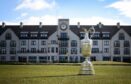 The Open Championship claret jug in front of Carnoustie Golf Hotel. Image: Jane Barlow/PA Wire