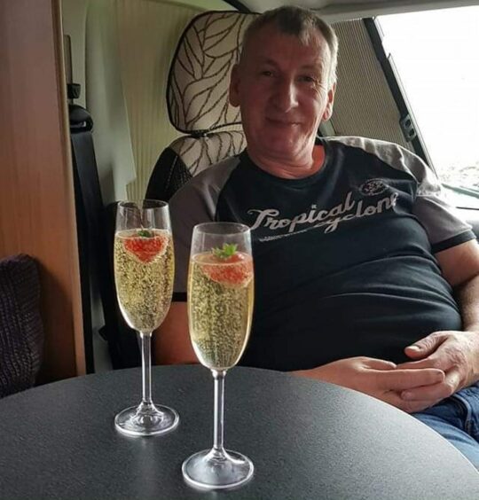 Gary Robertson from Cowdenbeath celebrating his wedding anniversary in 2018.