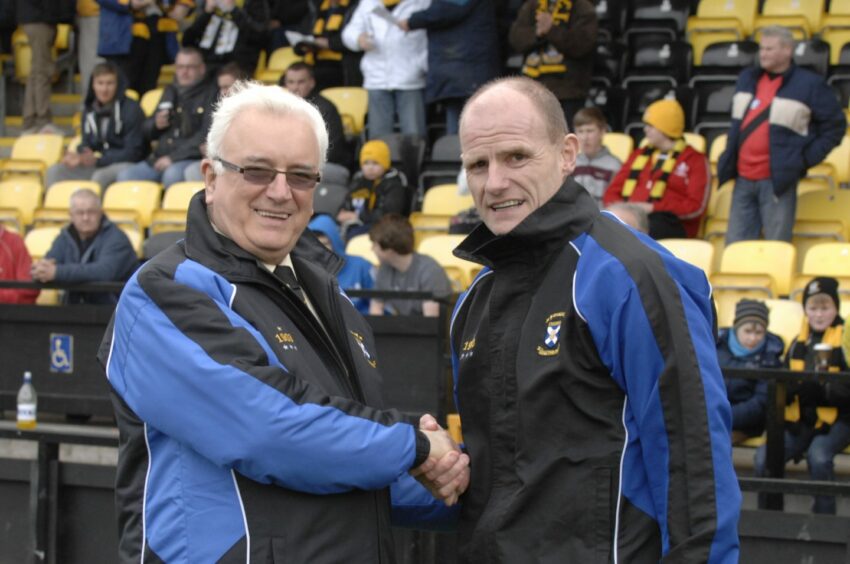 Gordon Durie in his East Fife days, with chairman Sid Collumbine.