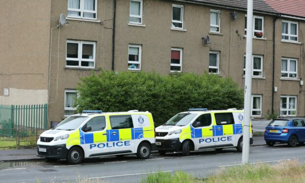 Police on South Road in Dundee on Tuesday.