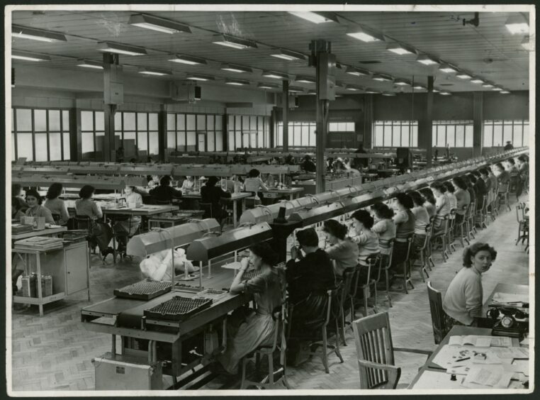 Workers at Dundee's Timex factory in the early 1950s.