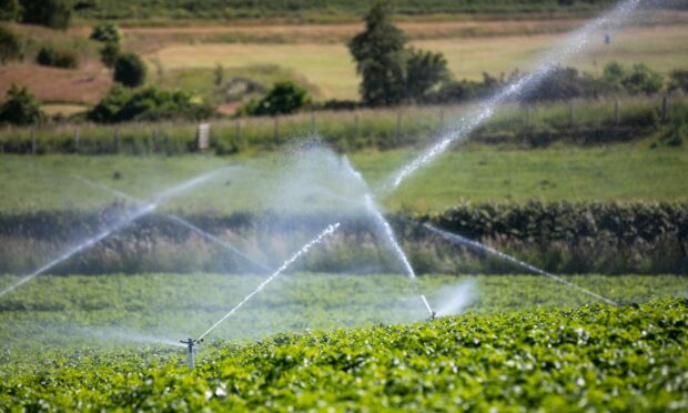 A Fife farm field being watered.