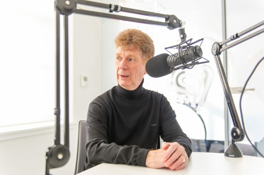 Jim Spence on a podcast. Photo: Kim Cessford / DCT Media.