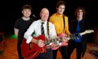 Retiring Kirkcaldy High School rector Derek Allan with Kirkcaldy-formed band Shambolics ahead of their gig at Kirkcaldy High School. Darren Forbes is pictured wearing the yellow jacket