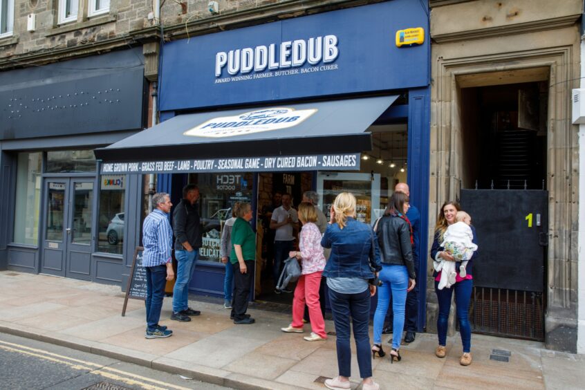 Customers outside Puddledub in Kirkcaldy. 