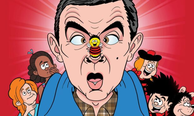 Rowan Atkinson's character appears alongside comic book favourites.