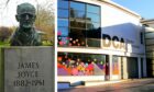 The screening will take place at Dundee Contemporary Arts, right. Left is a bust of Joyce in Dublin. Credit: Shutterstock.
