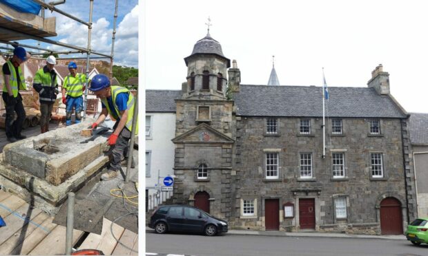 Contractors start repairs on the A-listed Inverkeithing Town House.