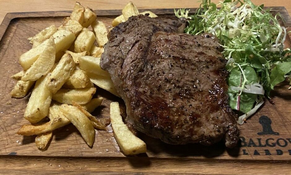 Ribeye steak and twice-fried chips.