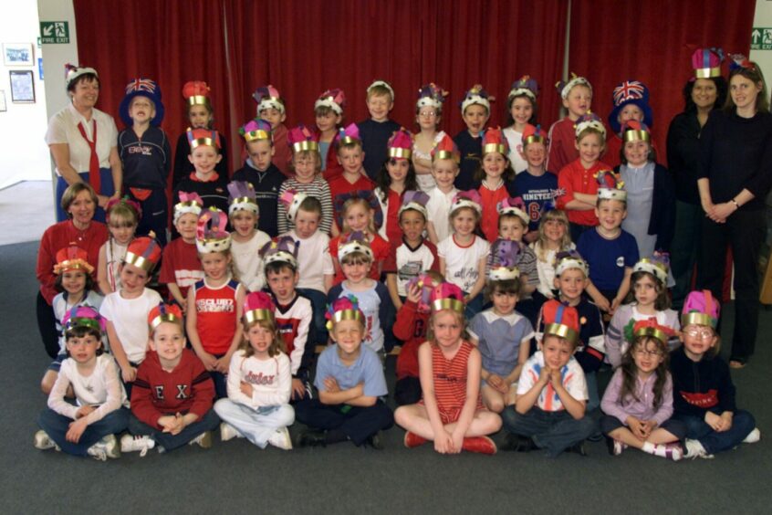 St Mary's Primary School in Dundee had planned to hold a Jubilee party in the playground but bad weather put pay to that. Instead they showed off their handmade crowns in the hall.