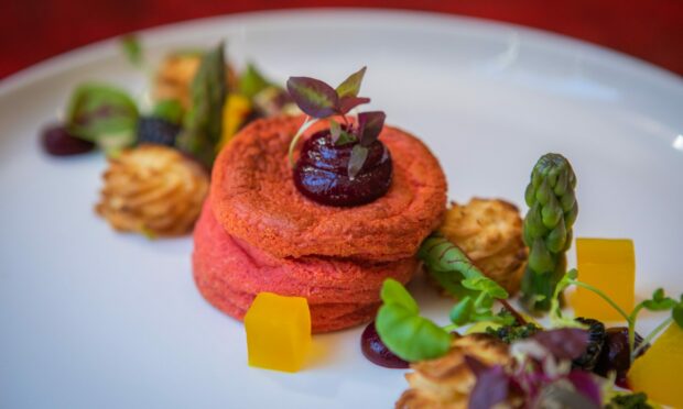 Goats cheese and beetroot souffle at  Cafe Tabou.
