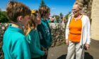 Former Kingsbarns Primary School pupil Nona Robb meets some of today's pupils. Pictures by Steven Brown / DCT Media.