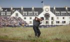 Tiger Woods plays to the 18th at Carnoustie in the 2018 Open Championship. Image: SNS