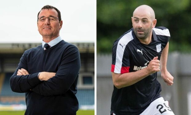 Dundee boss Gary Bowyer and Deefiant hero Gary Harkins.