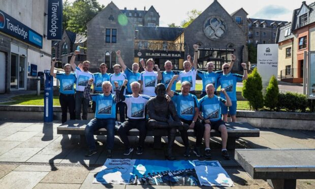 The tired but triumphant group in Fort William. Supplied by Garry Fraser.