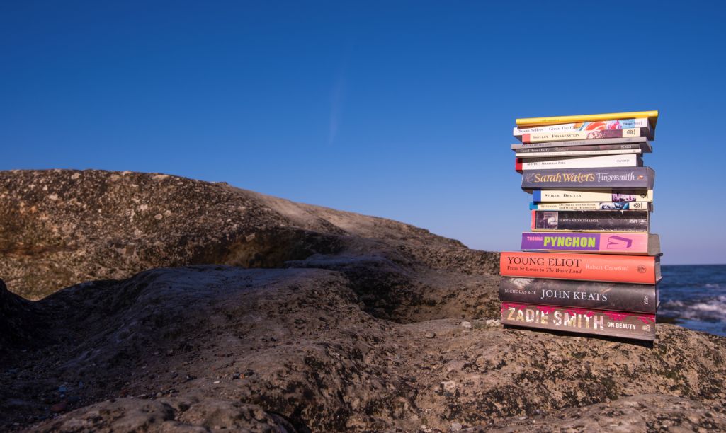 books on a rock - figurative image about returning to education