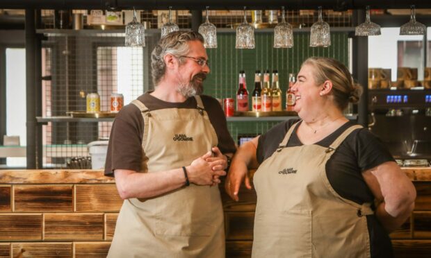 Lass O'Gowrie owners Bob and Ali Abercrombie inside their Errol cafe. Image: Mhairi Edwards/DC Thomson