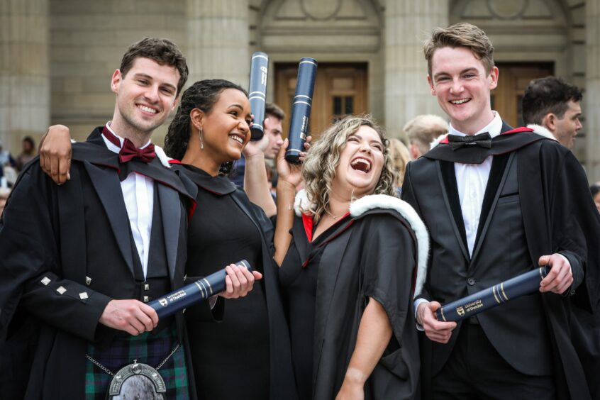 Summer 2020 graduates in Medicine, Andrew Thom, 26, Samira N'Dow, 25, Eilidh Gilchrist, 25 and Joseph Quinn-Toye, 26.