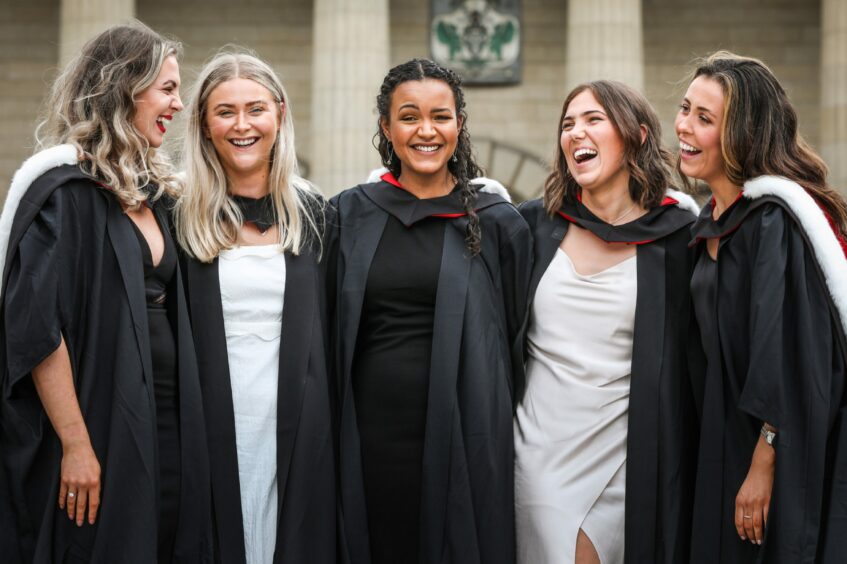 Graduates in Medicine from summer 2020, Emily McKenzie, 26, Catherine Hunter, 26, Samira N'Dow, 25, Emma Box, 26 and Frances Feeley, 26.