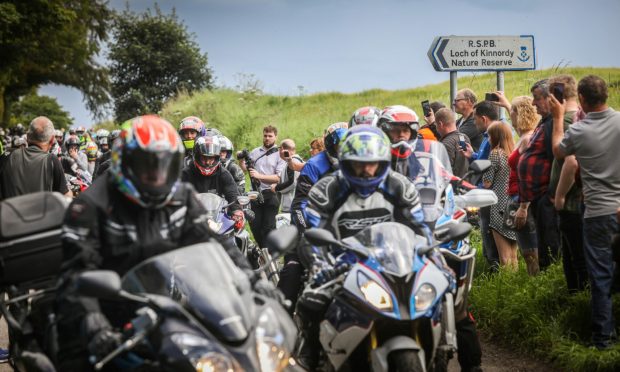 A previous Steven Donaldson memorial ride arriving at Kinnordy Loch. Image: Mhairi Edwards/DC Thomson