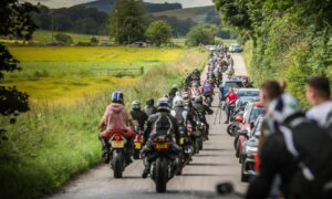 The 2019 Steven Donaldson memorial ride arriving at Kinnordy Loch.