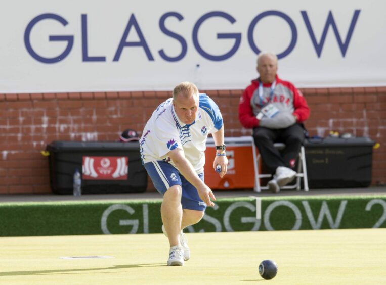 Darren in action playing bowls