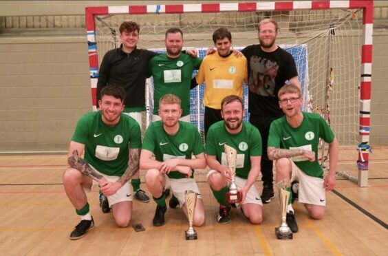 The Dundee Celtic Futsal team are celebrating winning the treble after defeating close rivals PYF Colts in the East Region Cup final. Picture: Pivotal Sport