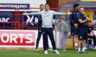 Dundee boss Gary Bowyer watches on as his side go down to Partick Thistle.