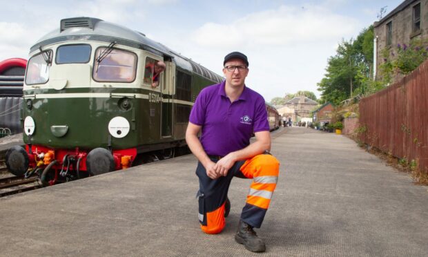Chairman Jon Gill at Thomas the Tank day at Brechin Caledonian Railway. Image: Paul Reid.