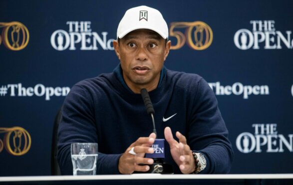 Tiger Woods at his press conference at The 150th Open at St Andrews.