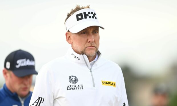 A stony-faced Ian Poulter at the Old Course.