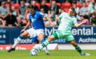 St Johnstone's Melker Hallberg and Hibs' Marijan Cabraja tussle for possession the last time the teams met. Image: SNS