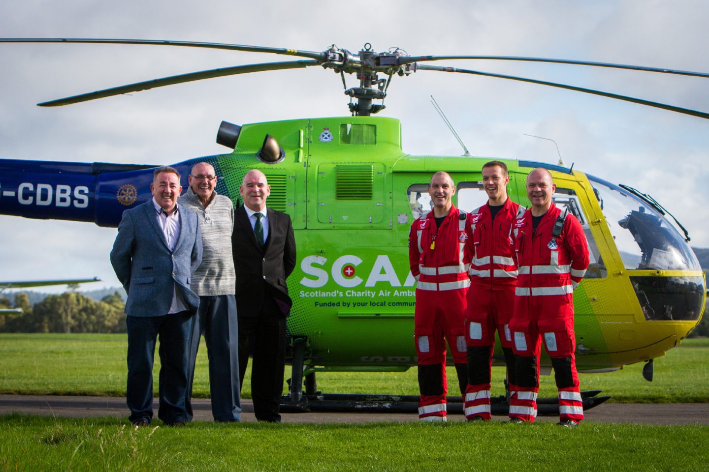 Former paramedics Ian Golding, Robert Devine and Gerry Kelly alongside current paramedics John Pritchard, Mark Tynan and John Salmond.
