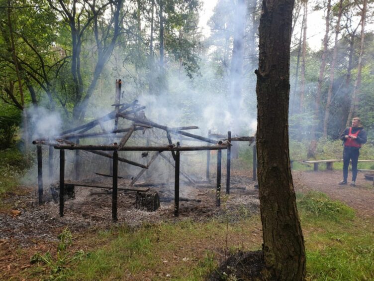 Roundhouse on Loch Ore island destroyed by fire. 