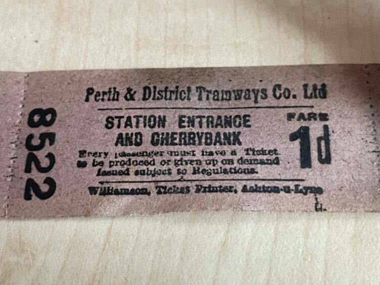 One of the Perth tram tickets from the roll.