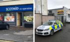 Police are linking a break-in at the Scotmid in Invergowrie to a van theft at a Dundee garage.