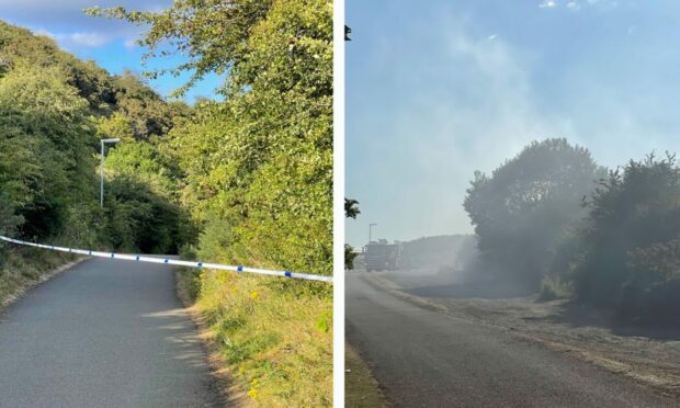 Smoke could be seen billowing over Prestonhill Quarry in Inverkeithing. Image: Police Scotland