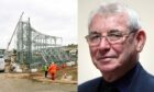 Former Dundee City Council leader Ken Guild and the Olympia while under construction.