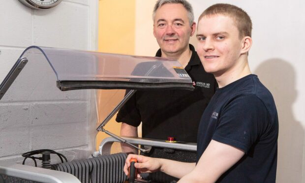 Modern Apprentice Ritchie Webster (right) will help deliver growth at Angus 3D Solutions for MD Andy Simpson (left).