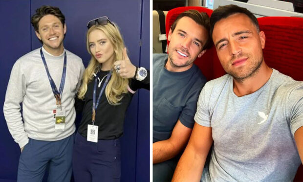 Niall Horan alongside actress Kathryn Newton, and Love Island's Nathan Massey (L) with pal Jack Gilly.