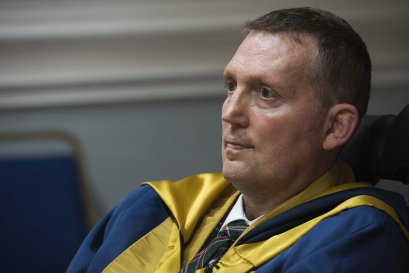 Doddie Weir when he was presented with an honorary degree by Abertay University last July