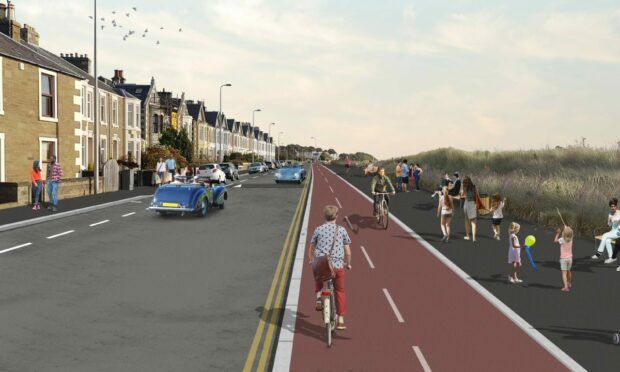 A mock-up of the new cycle path on the Esplanade