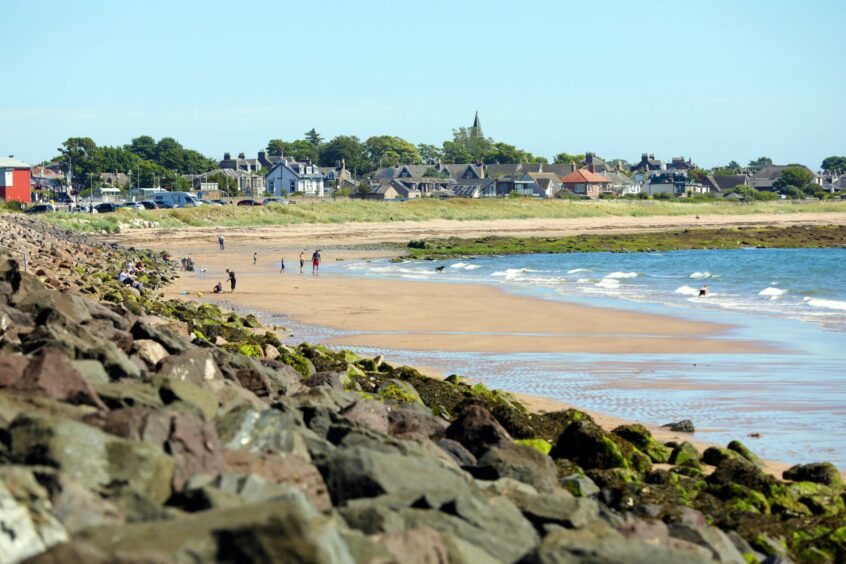 photo shows Carnoustie beach on a sunny day in summer.