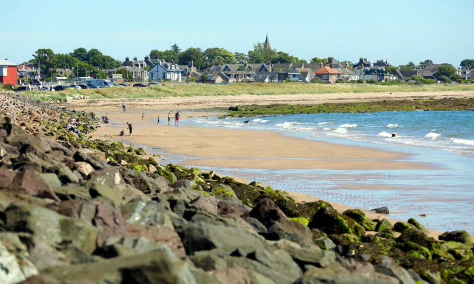 Carnoustie beach, with the town itself in the background.