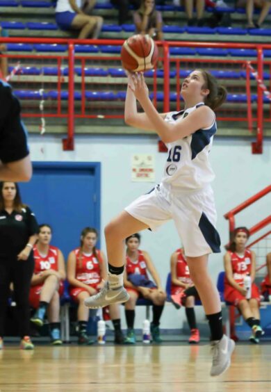 Hannah competing for Scotland at U18 level.