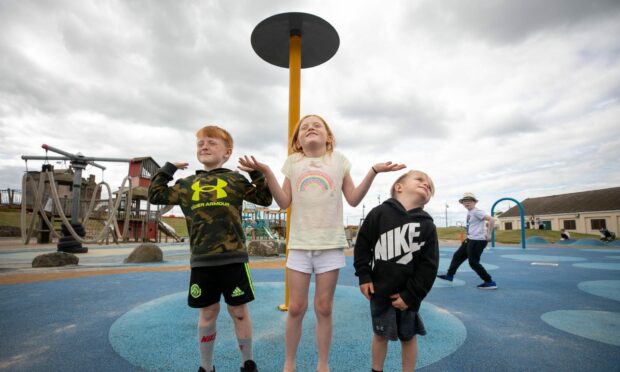 Left to right: Charlie (6), Missy (8) and George (4) McMahon at Broughty Ferry splash park.