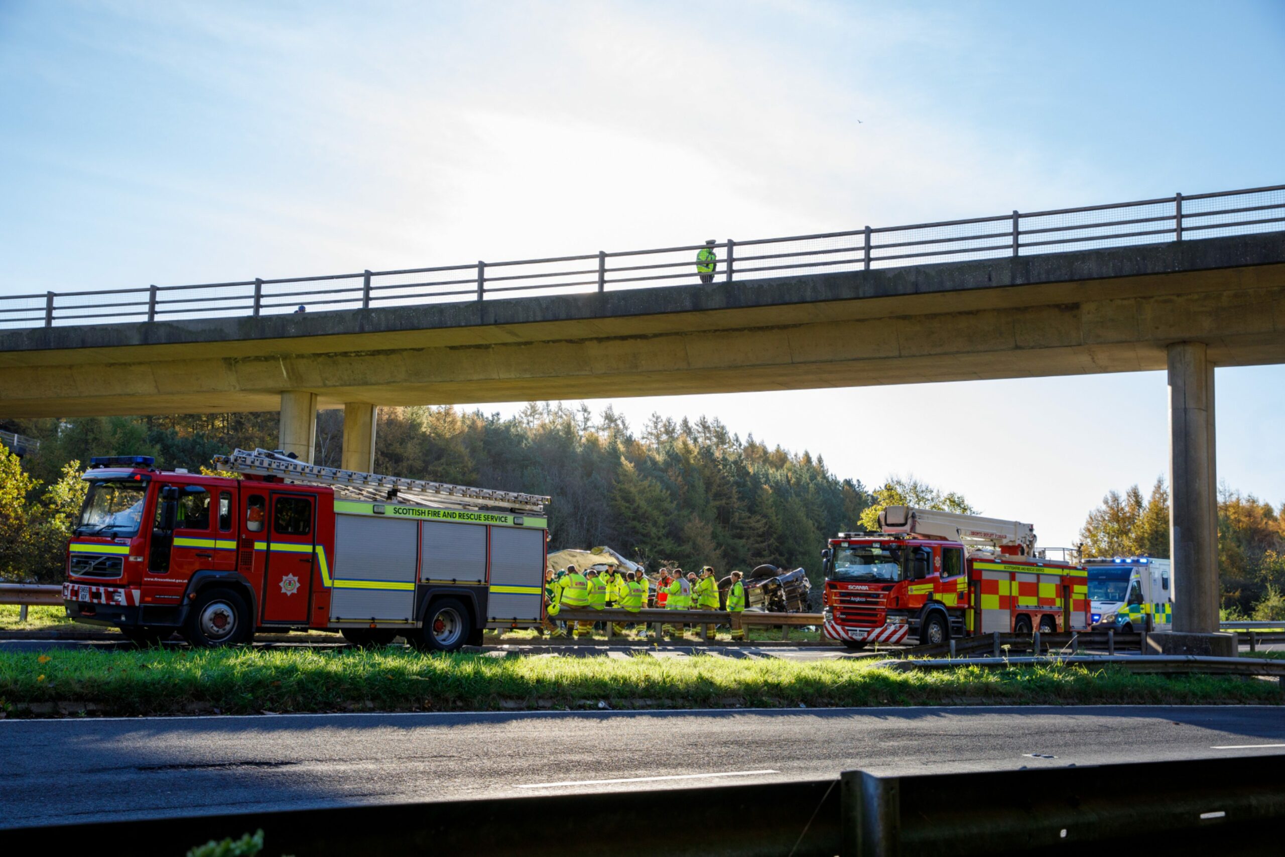 A912 lorry crash scene. 
