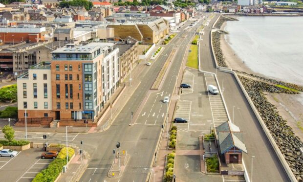 Aerial picture of Kirkcaldy's newly developed waterfront.