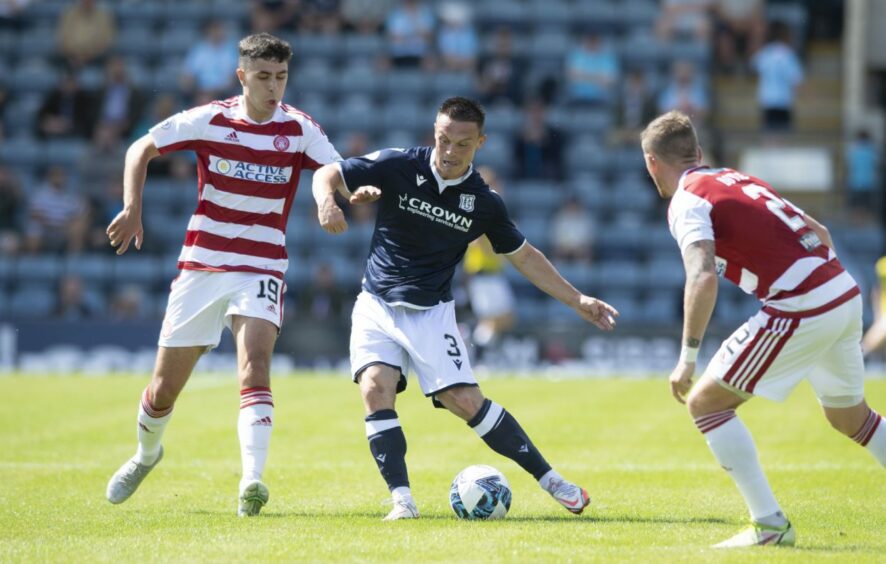 Left-back Jordan Marshall in action for Dundee this season.