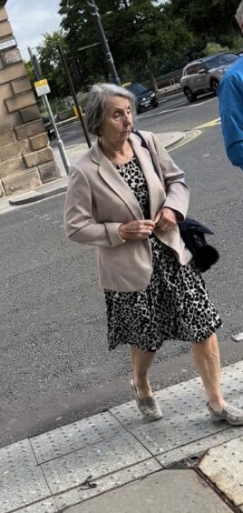 Muriel McPherson arriving at Perth Sheriff Court.
